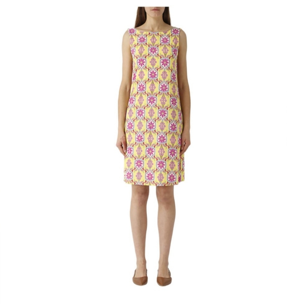 Maliparmi Yellow and Pink Floral Midi Dress